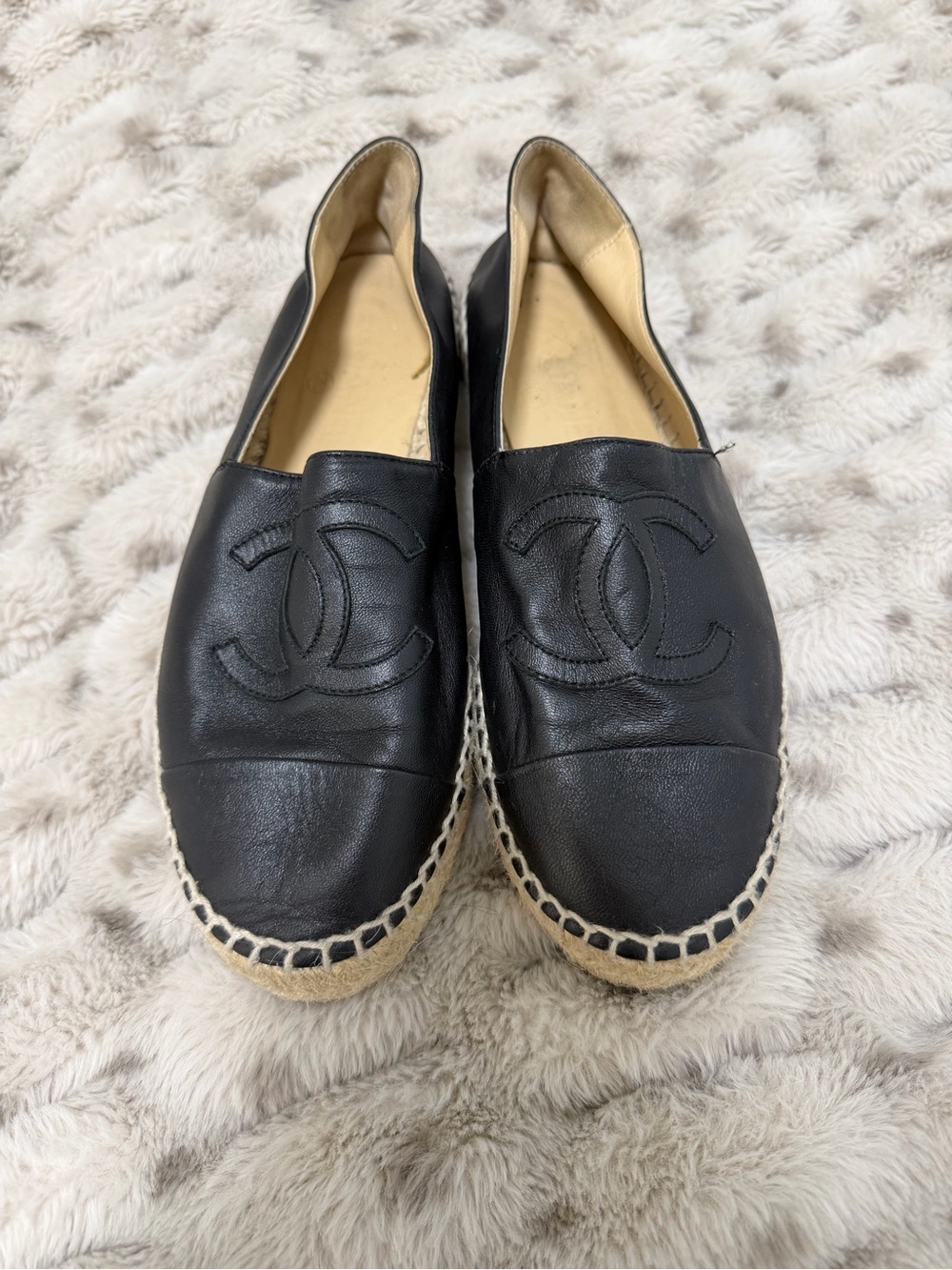 Authentic Chanel Black Leather Espadrilles - Picture 4 of 10